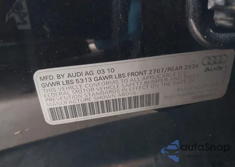 2010 Audi A6 3.0 Premium from USA, damaged, VIN WAUFGAFB8AN070853